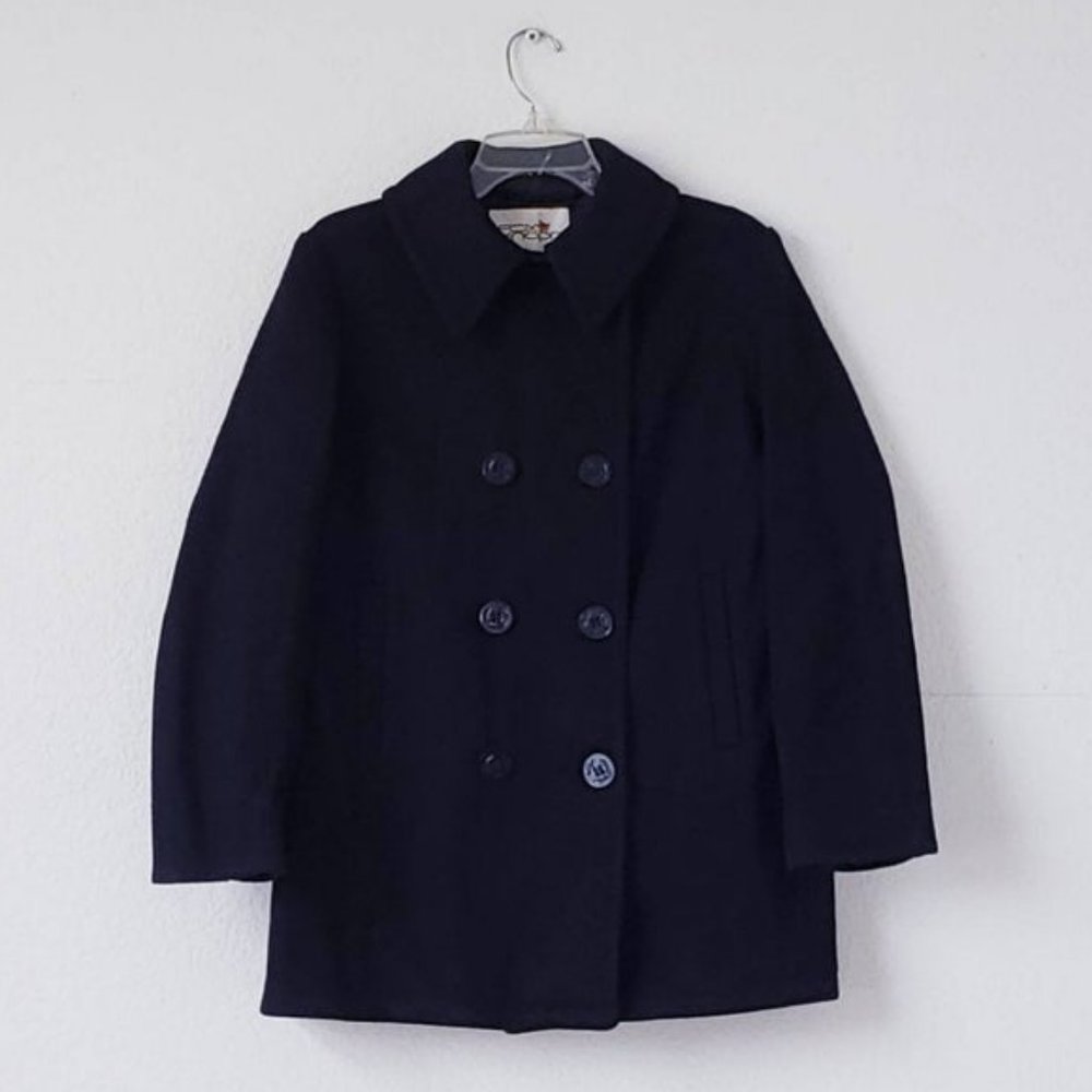 BLACK WOOL PEACOAT | '70s Vintage Clothing | M